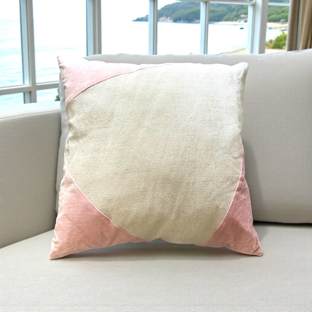 West Elm Linen Velvet Rose Accent Pillow 24”x24”